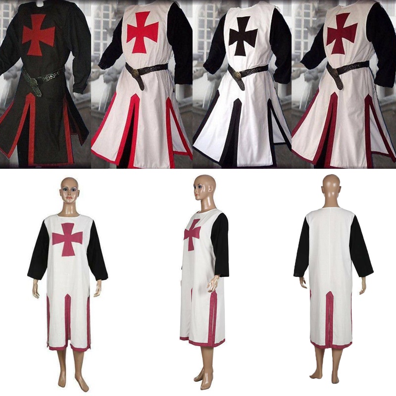 Confortável Traje De Cavaleiro Medieval De Cruzeiro Templário Cosplay Costume Com Patchwork
