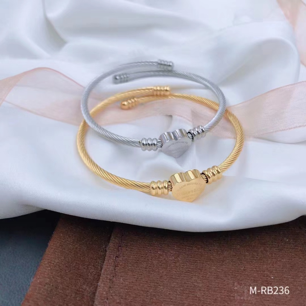 Moda Criativa Cabo De Aço Pêssego Bracelete Inoxidável Trançado Fêmea