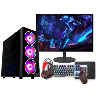 PC Gamer Completo Intel i5 (3ª Geração) 16GB AMD RX 550 4GB SSD 480GB Monitor 19" - Kit Gamer Teclado Mouse - Fonte 500w
