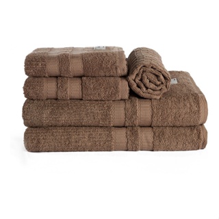 Kit Toalha Banho Rosto Piso 5pcs GIGANTE Paris Algodao TAUPE MARROM FELPUDO HIPOALERGENICO MACIO