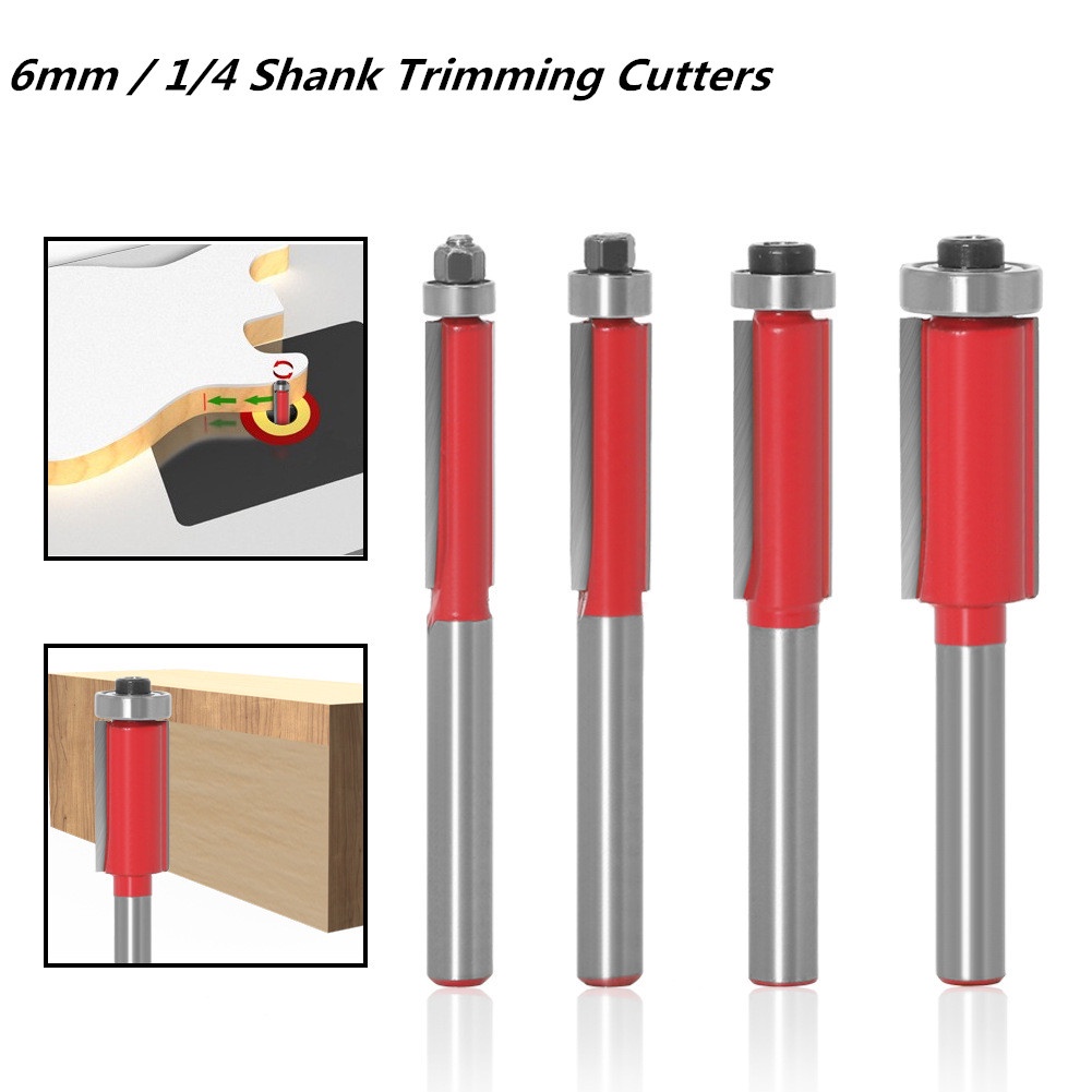 Fresa De Corte Com Haste De 1/4 " De 6mm Para Estendida De Madeira Conjunto De Ferramentas De Rolamento