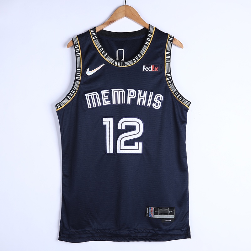 2023 Nova Camisa NBA Memphis Grizzlies 12 # JA Morant city Edição Azul Escuro 75a De Basquete Q1HY