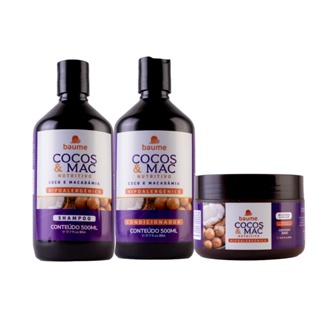 Kit Cocos e Mac Nutritivo Shampoo Condicionador e Máscara - Baume Cosmetique