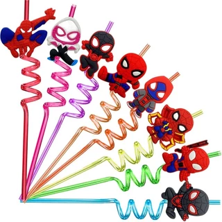 8pcs/set Spidey And Your Amazing Friends Tema Canudos Para Festas De Aniversário Crianças Decorações Baby Shower Spiderman Party Suprimentos