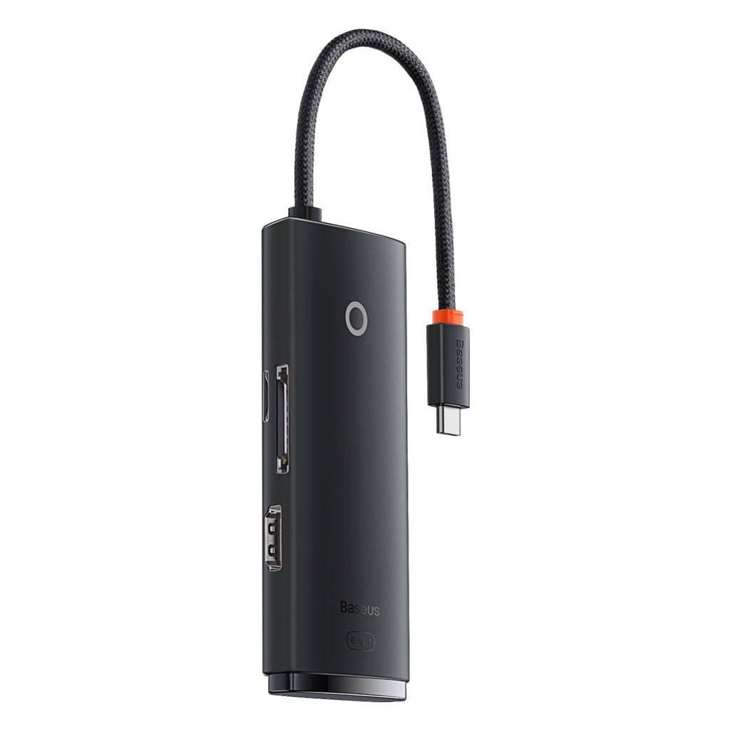 HUB 6 em 1 - Baseus Lite Series Saída: USB-C - Entradas: HDMI + 2x USB3.0 + USB-C Data + SD/TF
