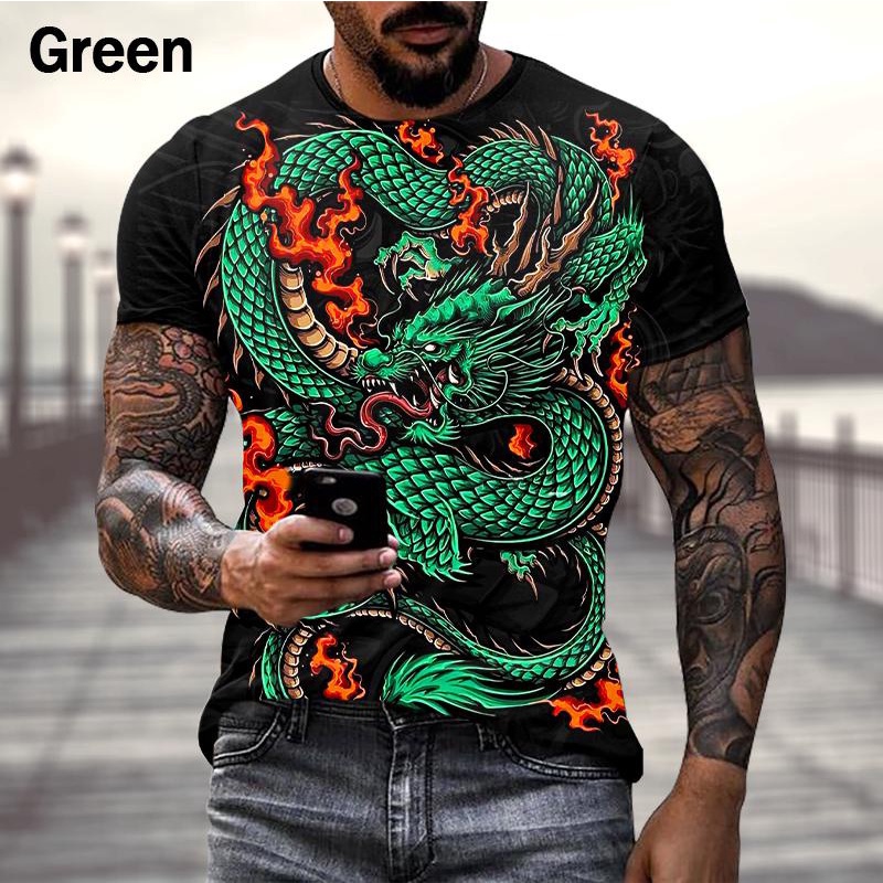 2023 Moda 3D Impressão Dragão Camisetas Homens De Manga Curta Fria -  Escorrega o Preço