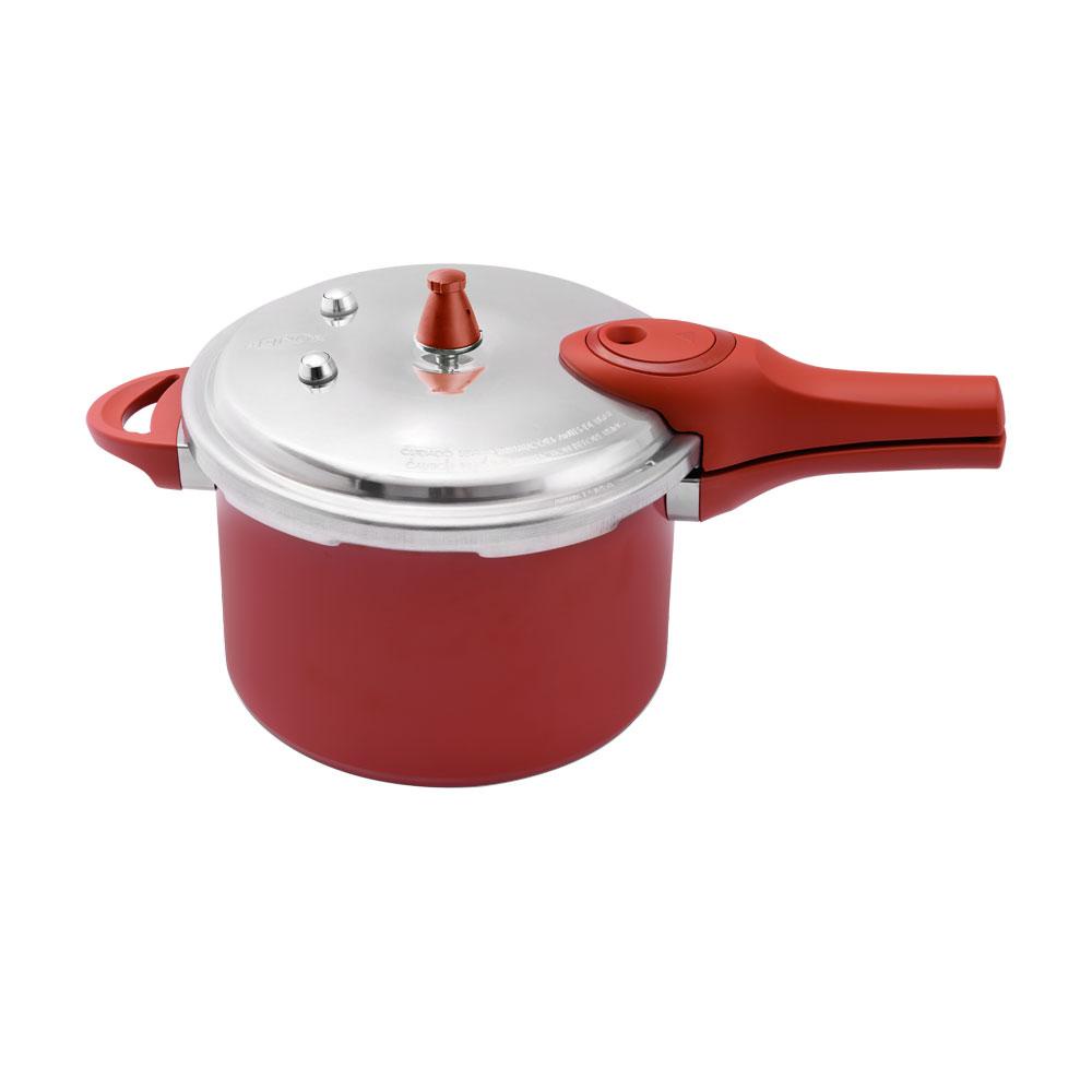 Panela de Pressão Antiaderente Cerâmica Life 20 cm Ø 4,2L Base de Indução Vermelho – Brinox 4952102