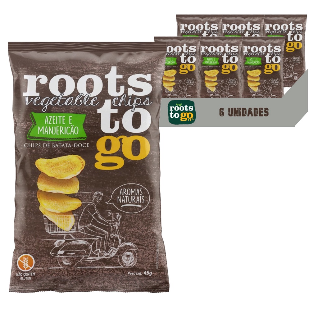 Roots To Go Batata-Doce Azeite e Manjericão 45g (6 pacotes) | Shopee Brasil
