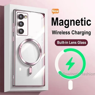 Capa Macia À Prova De Choque Para Samsung Galaxy S20 Ultra 5G S20 FE 4G Plus S20 + De Luxo Carregamento Magsafe Magnético Sem Fio Proteção Da Lente Câmera Transparente De Silicone Anti Impacto Choque Square Phone Case