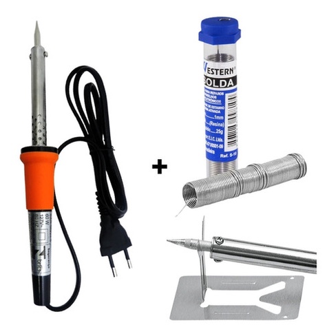 Kit Ferro De Solda Soldar Soldador 60w + Estanho