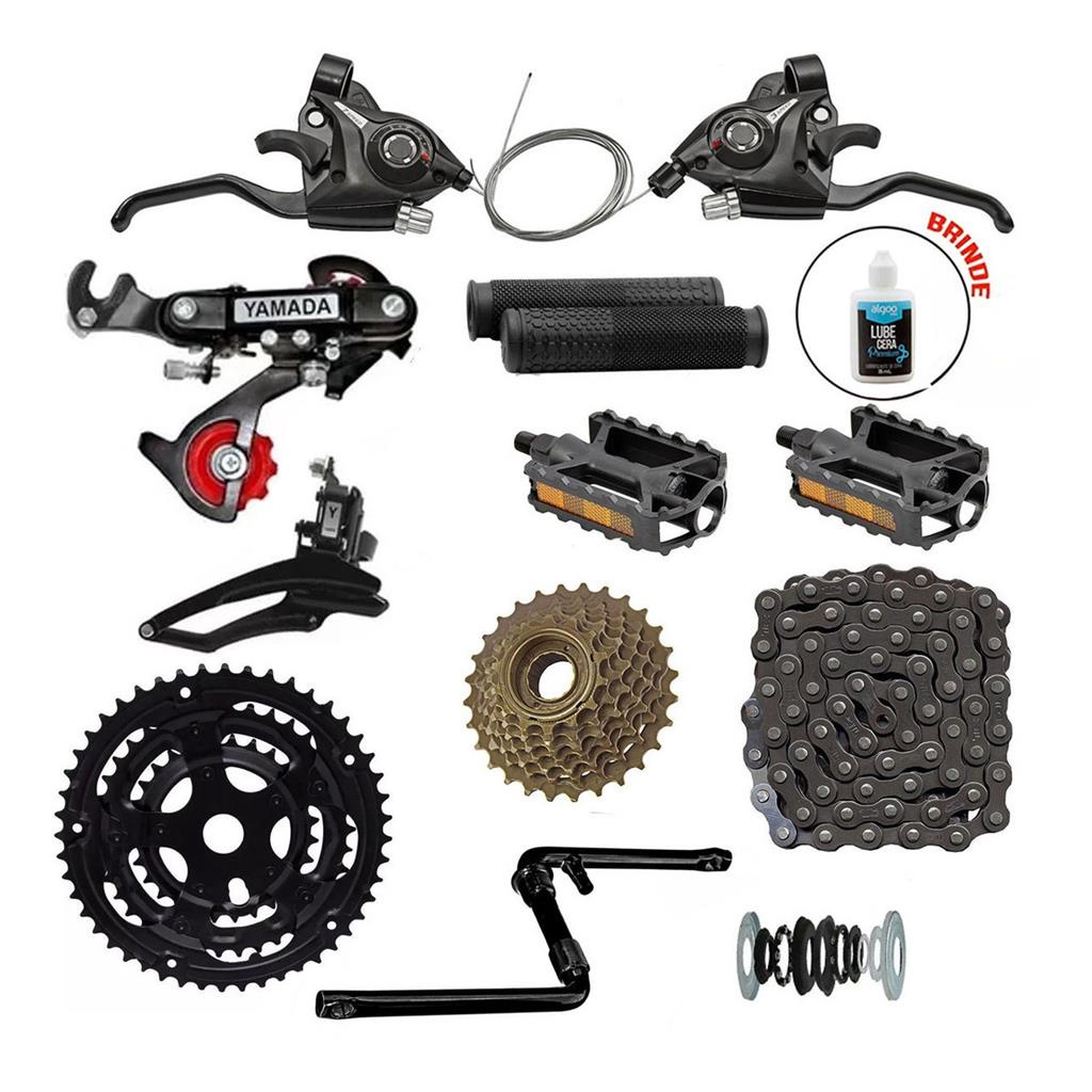 Kit Marcha 21 Vel Cambio Gancheira Pedivela Monobloco
