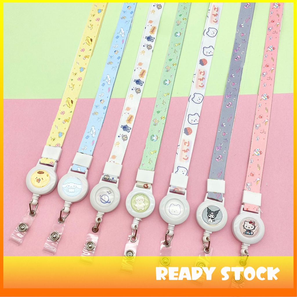 Melody Long Name Tag Keychain ID Card Escalonável Alça De Pescoço Fácil De Esticar Fivela De Pendurar Cordão