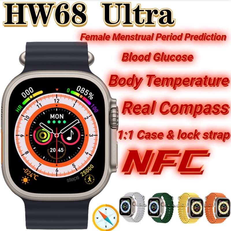 HW68 ULTRA 49mm 2.1 polegada tela hd nfc smartwatch 