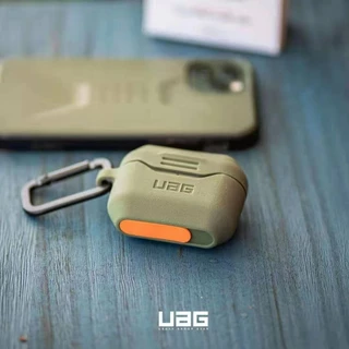 UAG Micro Matte Leather Texture Silicone Case Para Airpods Pro 2/3/2/1 Full-Body Protective Soft-Touch Earphone Com Mosquetão Destacável