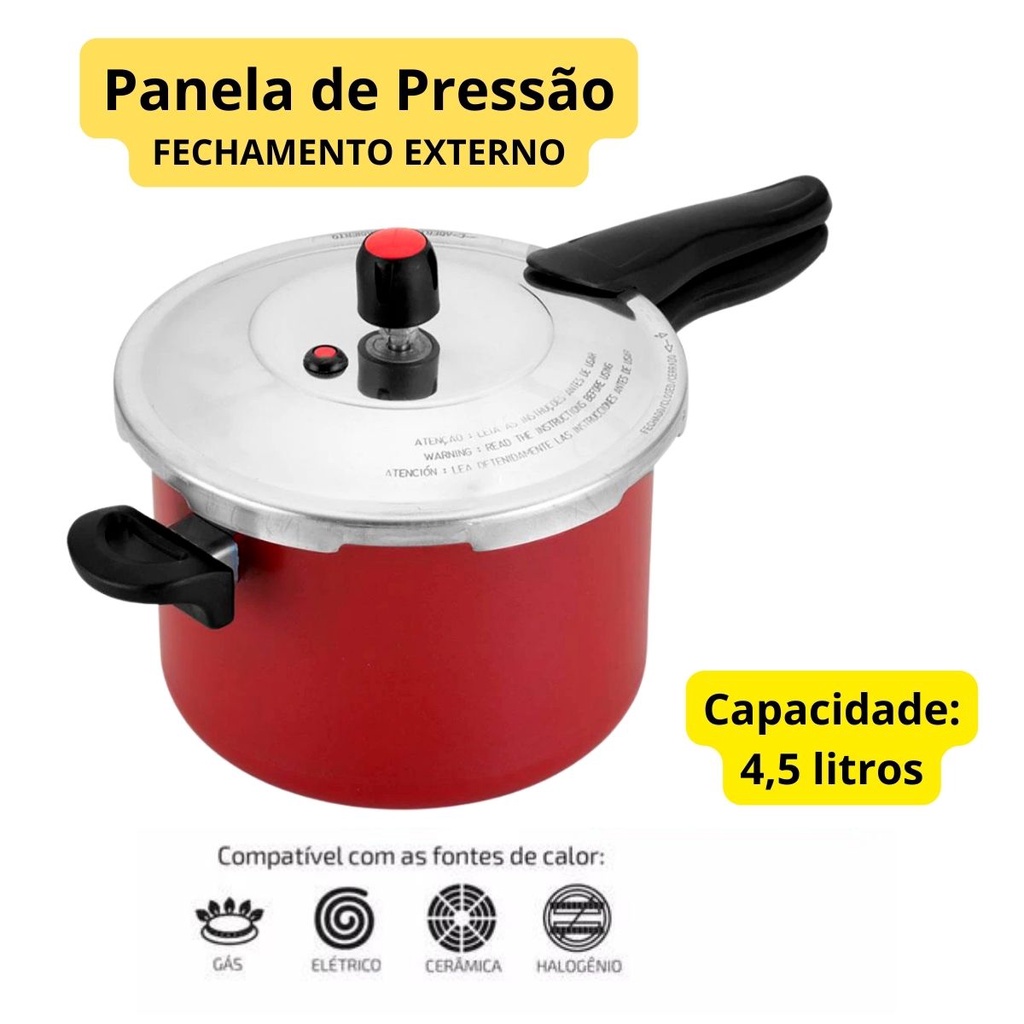 Panela de Pressão Nigro 4,5 l Eterna Alumínio Polido L em Promoção