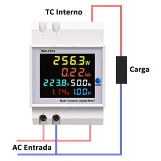 Wattímetro Voltímetro Amperímetro AC 40V a 300V 100A D52-2066 Tomzn