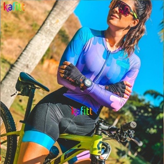 Camisa de ciclismo feminino Kafitt Gradiente com manga longa