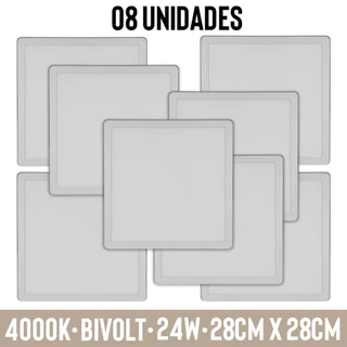 08 Paineis de LED 4000K Bivolt 24W Bivolt Sobrepor Plafon