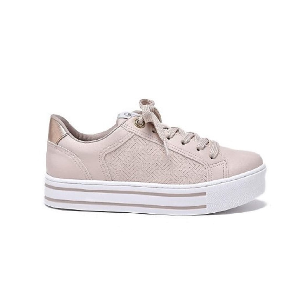 Tenis fashion feminino plataforma bege