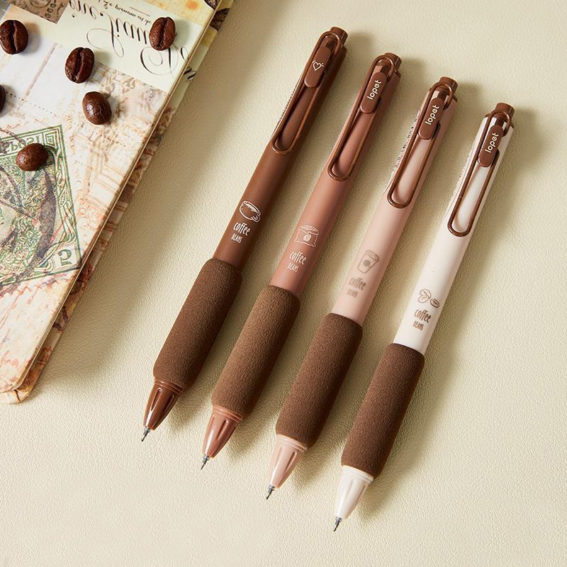 4 Pcs Caixa De 0,5mm Pão De Café Criativo Série Gel Caneta Estudante Tinta Preta ST Nib Retráctil