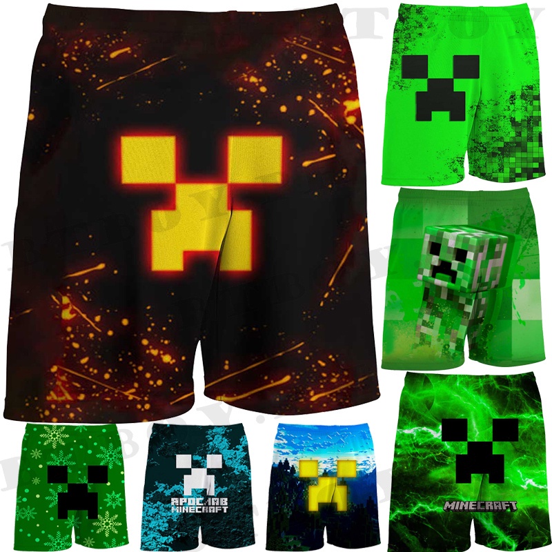 Minecraft Calças Curtas Kids Pants Cartoon Cosplay Calções De Praia