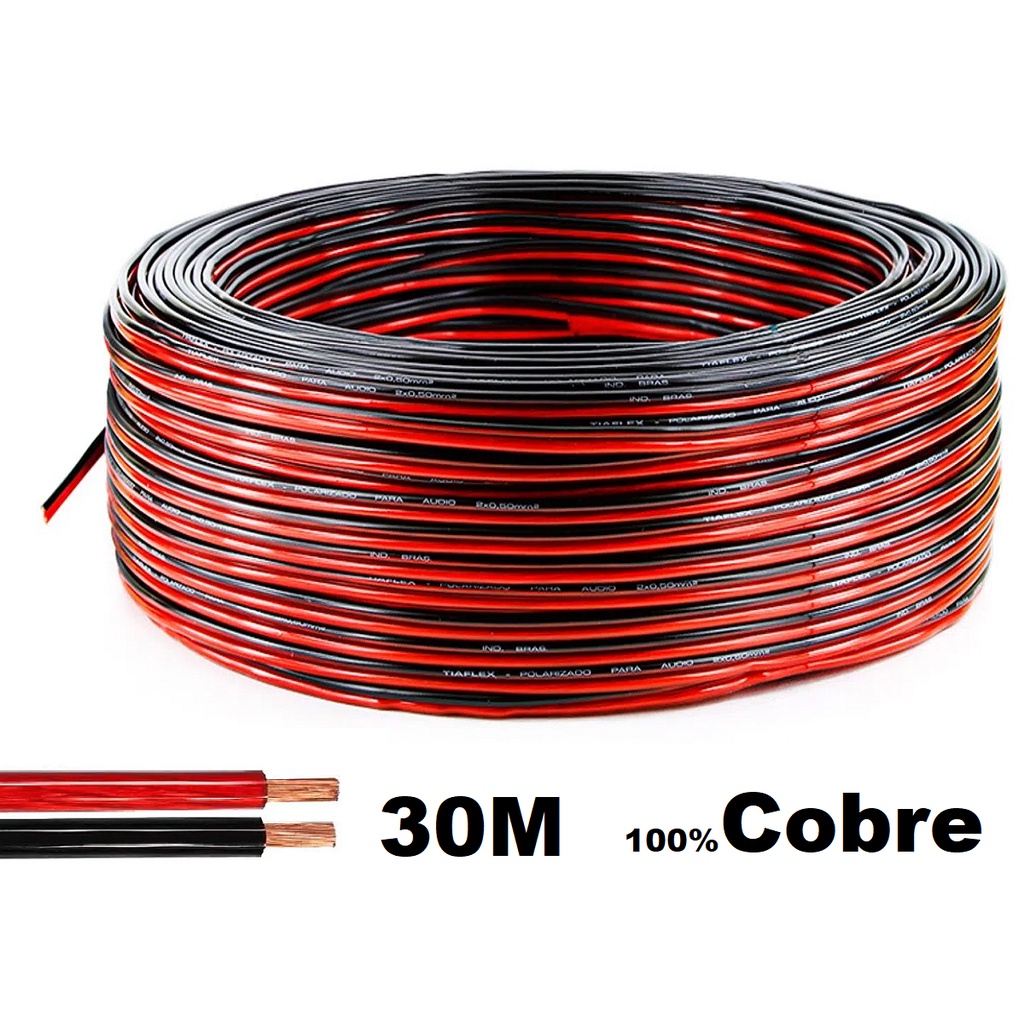 30 Metros Fio Som Automotivo Alto Falante 100% Cobre Bicolor