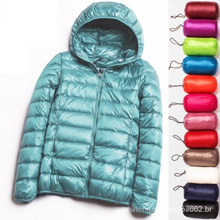 Jaqueta Fina Feminina Ultra-Leve De 90 % Plus Size 2020/Outono/Inverno Com Capuz/Branco/Quente/Pato