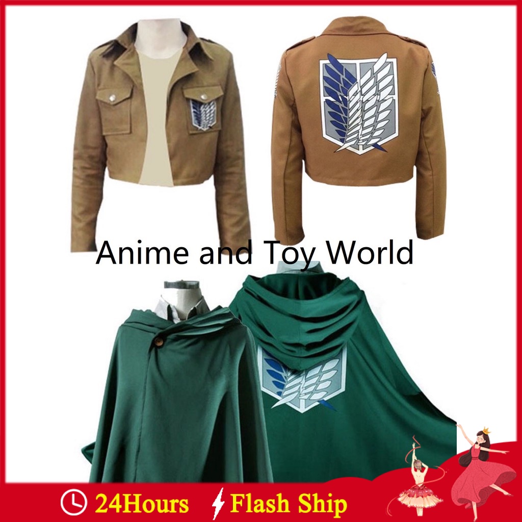 Ataque Ao Capa Verde Do Traje Titan Costume Anime Cosplay Hoodie Japonês , Casaco Marrom Levi , Eren , Mikasa