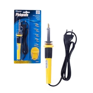 Pirógrafo E Solda Com Cabo Plástico Anatômico 30w E 5 Pontas