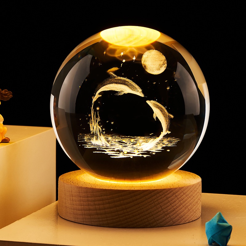 Bola de cristal 3D com modelo de sistema solar e base de lâmpada LED, mini  esfera de vidro para Galaxy de 80 mm, melhor presente para crianças