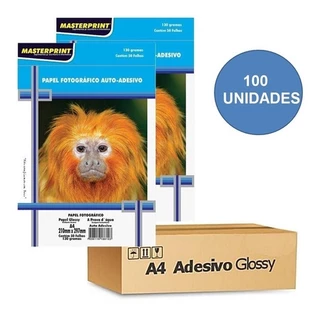 Papel Fotográfico Adesivo 130g 100 Folhas Glossy À Prova D