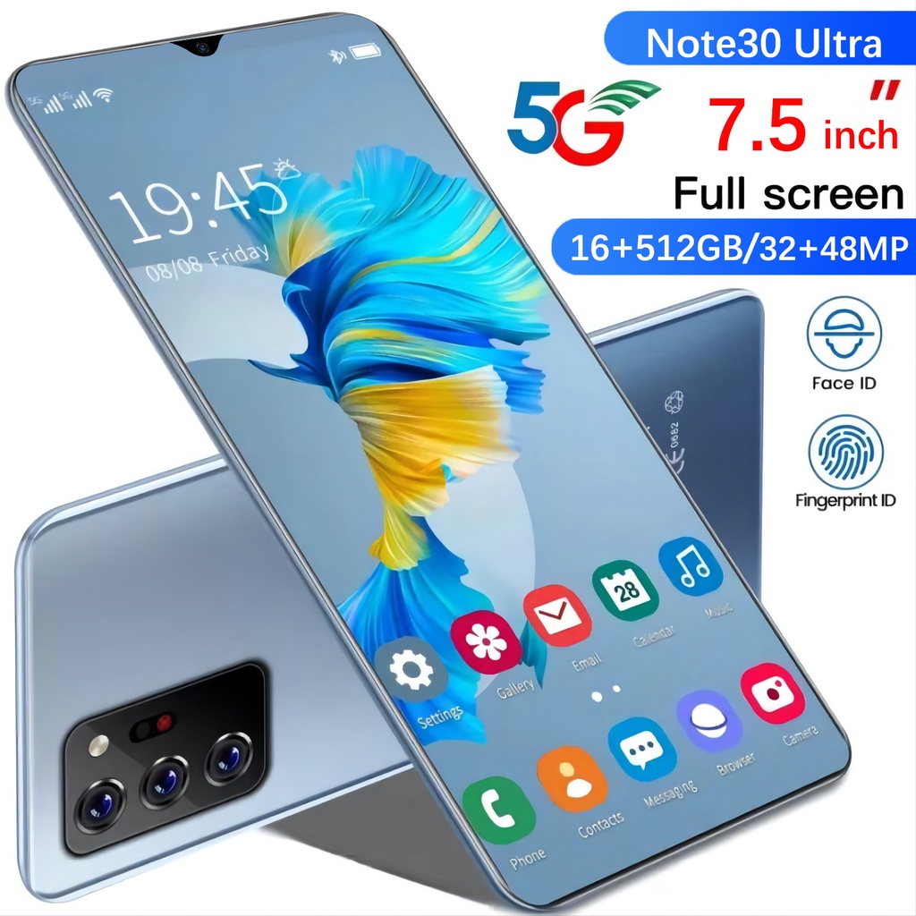 2023 New Galaxy Note30 Ultra 7,5 Polegadas Tela Cheia Celular Original De Grandes Vendas 5G Android Barato 16GB + 512GB Desbloquear Telefone