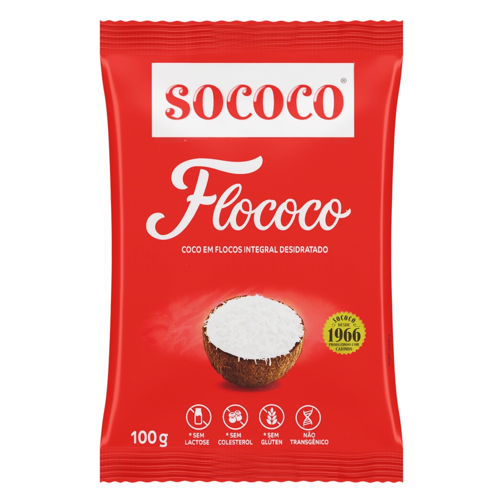 Coco Ralado Desidratado em Flocos Sococo Flococo Pacote 100g | Shopee ...