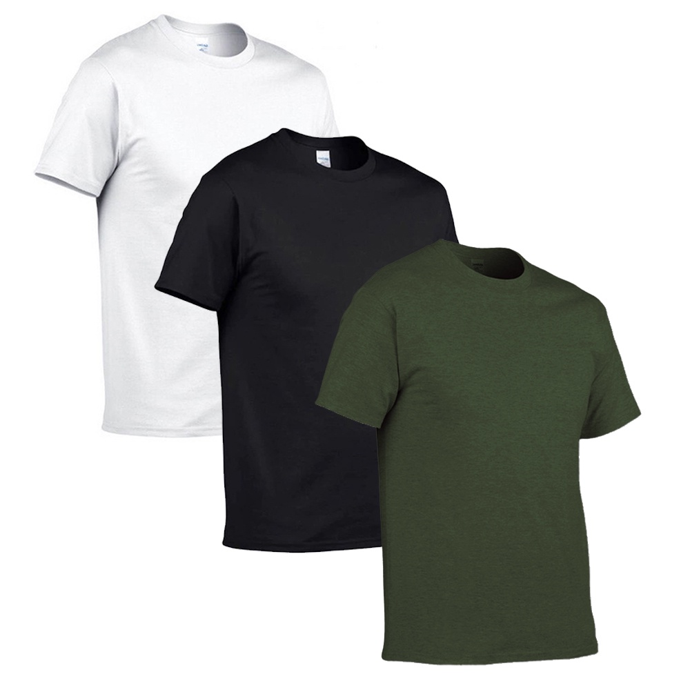 Kit 3 Camisetas Masculina Plus Size Lisa Algodao 30.1 Basica