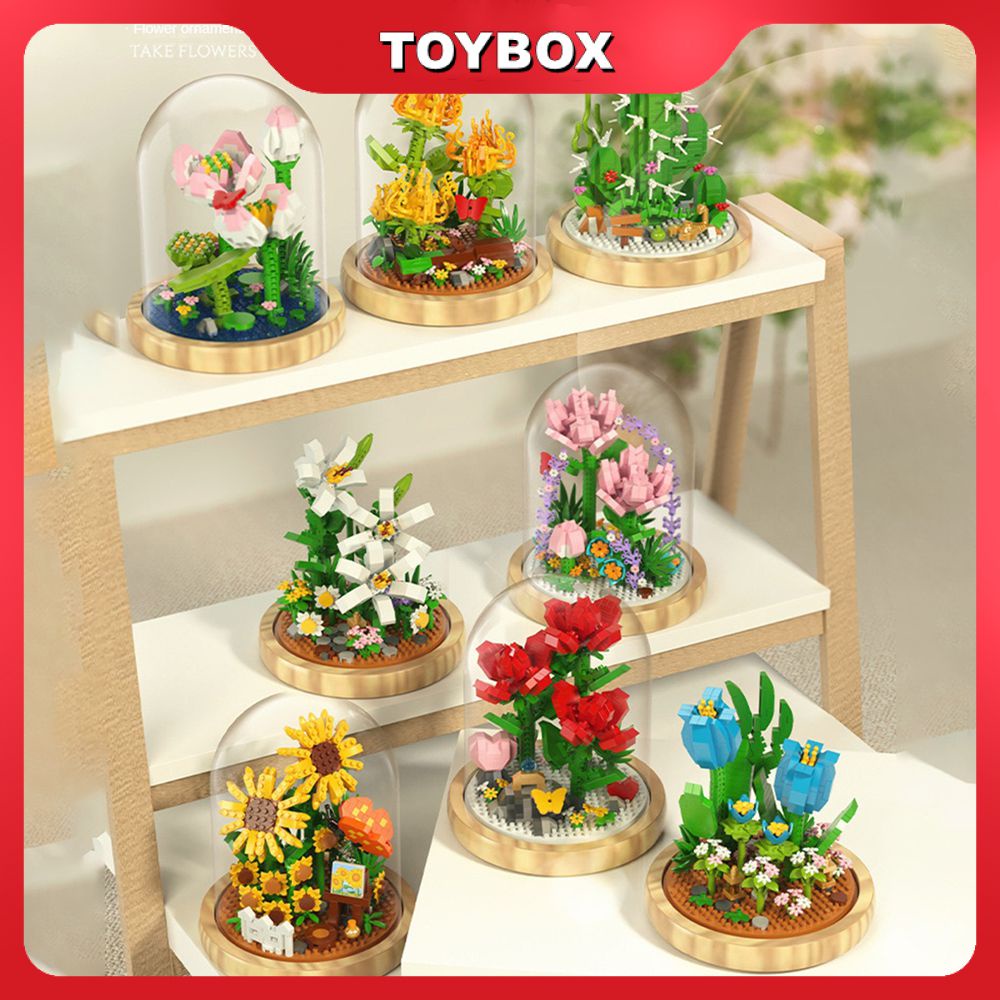 Lego Bouquet Flores Bloco De Quebra-Cabeça Brinquedos Rose Cravo Girassol Construção Tijolos De Montagem MOC Tijolo Planta De Decoração De Pote