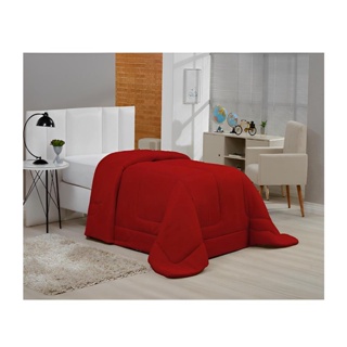 Kit Edredom Casal Queen Dupla Face 01 Pc Premiun Liso Vermelho