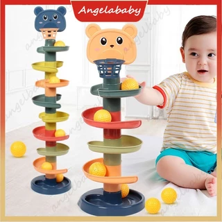 Brinquedo Educativo Infantil Bola Rolante Torre Para Bebês Educacional Com Trilha Giratória Empilhar Crianças