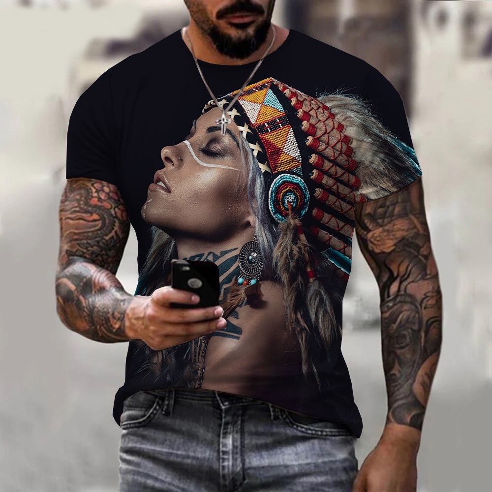 2023 Indians Impressão 3D Camiseta De Verão Moda Ao Ar Livre