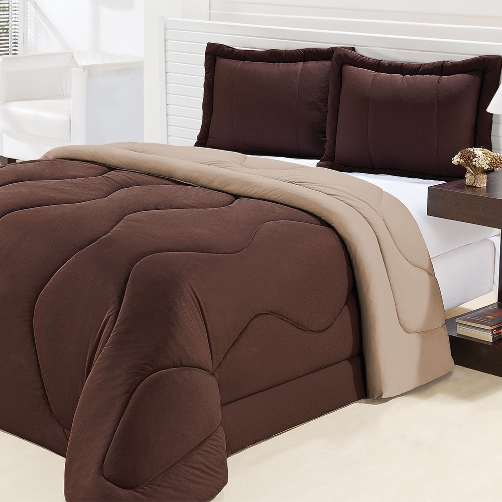 Edredom Queen Dupla Face Malha Gel 3 Peças