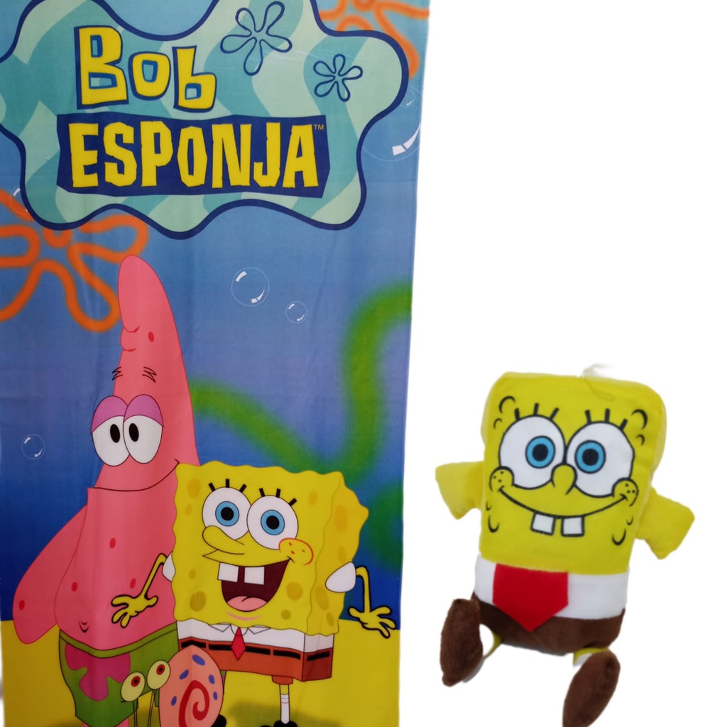 Combo Toalha De Banho Pel cia Bob Esponja Bem Feita Grande