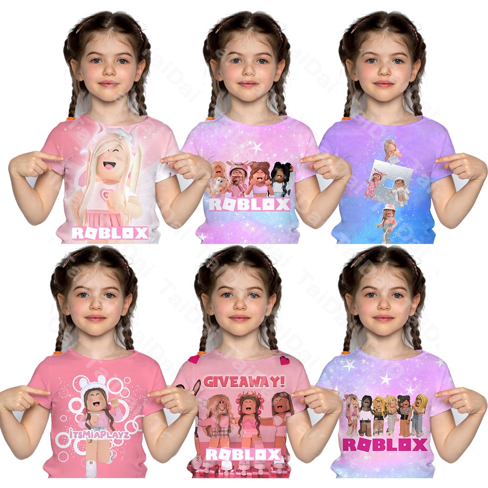 Camiseta Raglan infantil Mineblox - Roblox - Mangas Pink