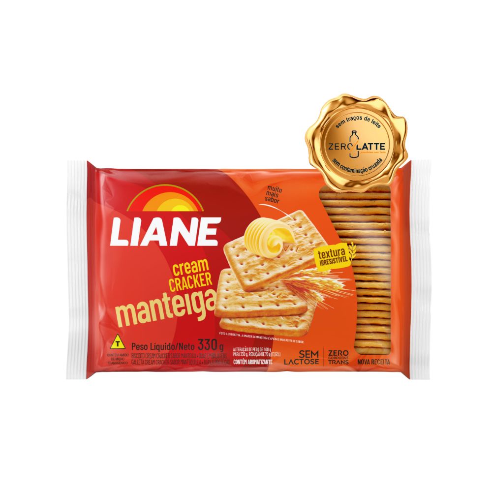 Biscoito Cream Cracker Manteiga Liane 330g Sem lactose/ APLV Shopee Brasil