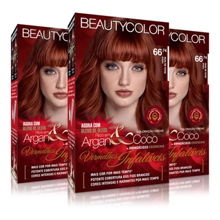 3un. Coloração Beautycolor Kit 66.74 Ruivo Doce De Leite