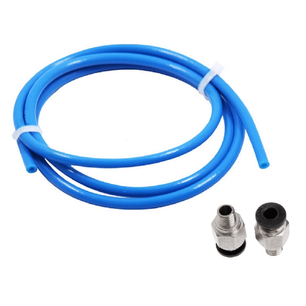 KIT 2 Conector Pneumático PC4 M6 + 1 Metro Tubo PTFE 2mm x 4mm Para Impressora 3D PC4-M6 Hotend Extrusora Ender CR10