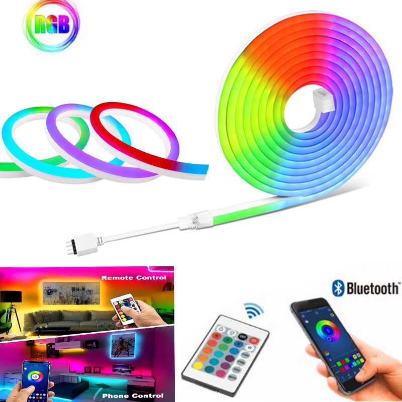1 Conjunto RGB Bluetooth 24 Teclas 16 Leds Coloridos Neon 220V 1/2/3/4/5m Com Controle Remoto Fita De Luz Decorativa De 12V