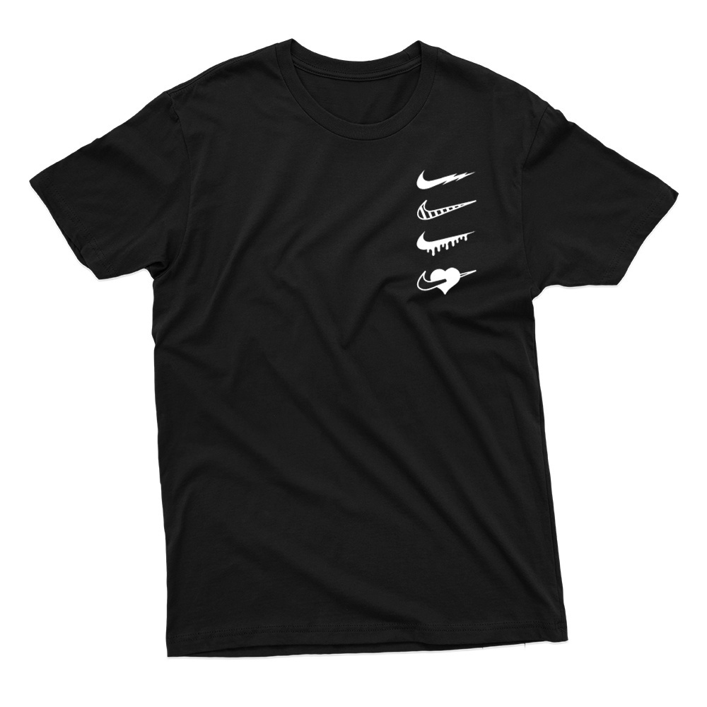Camiseta Estampa Vários Logos Nike Camisa Básica 100% Algodão Várias Cores Unissex Slim