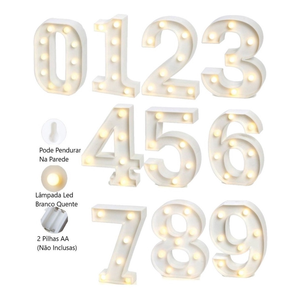 Luminária Número Led 3d Decorativa Festa Pilha | Shopee Brasil