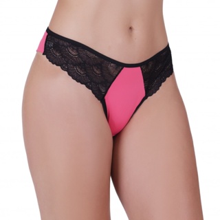 Calcinha Tanga Fio Duplo em Poliamida e Renda - MTX Moda - Lingerie Confortável e Sensual