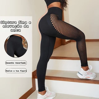 Leggings de cintura alta para levantamento de bunda calças esportivas ocas pretas calças femininas fitness empina bumbum