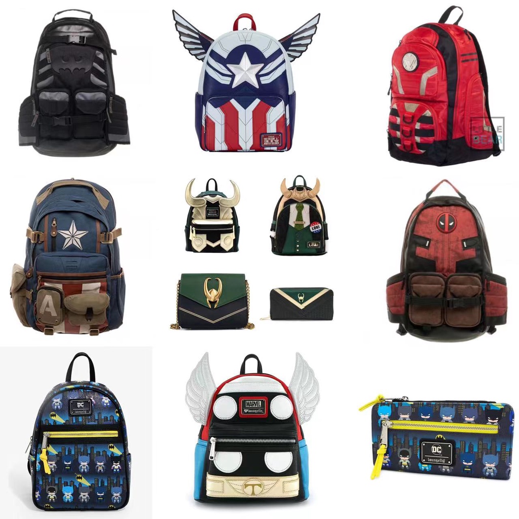 Marvel/DC Backpack Captain America/Deadpool/Thor/Loki Student Bag/Purse ...